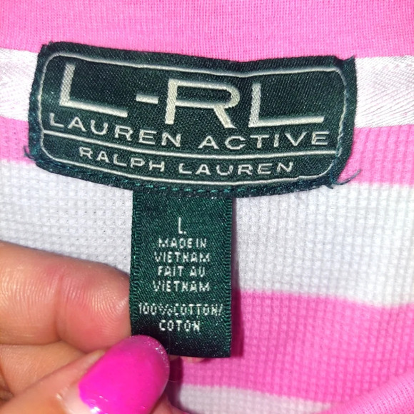 Lauren Ralph Lauren Pink and White Striped Top - Picture 3 of 3
